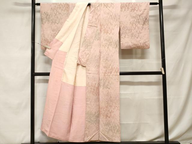 平和屋着物■上質な小紋 寿光織 よろけ縞 金銀糸 正絹 逸品 CABF9917ev