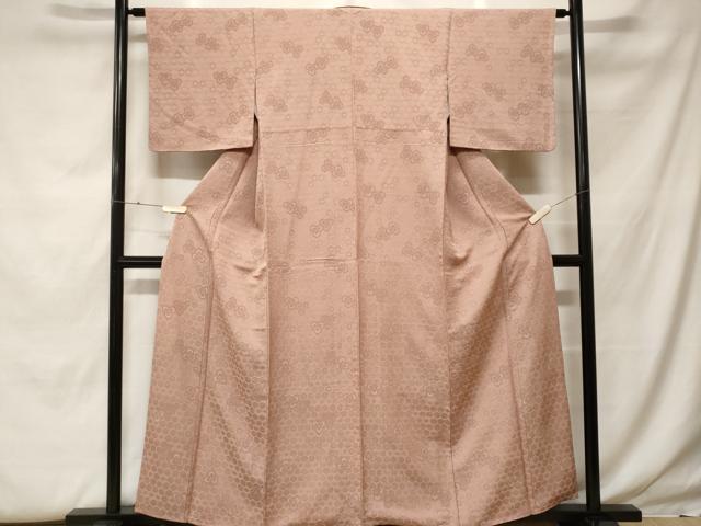 平和屋着物■上質な色無地 毘沙門亀甲地紋 肥後煤竹色 正絹 逸品 CABF9925ev
