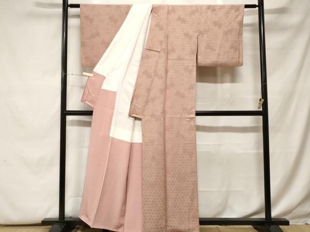 平和屋着物■上質な色無地 毘沙門亀甲地紋 肥後煤竹色 正絹 逸品 CABF9925ev