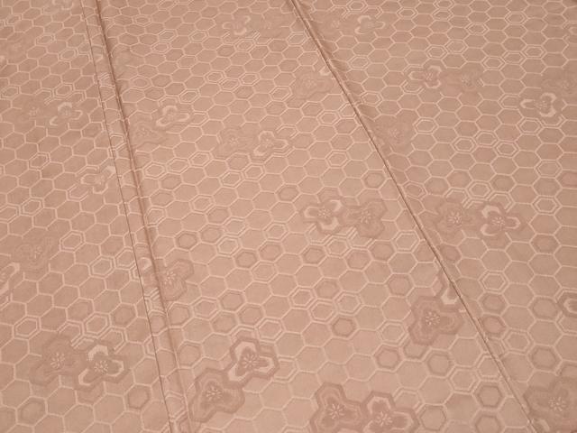 平和屋着物■上質な色無地 毘沙門亀甲地紋 肥後煤竹色 正絹 逸品 CABF9925ev