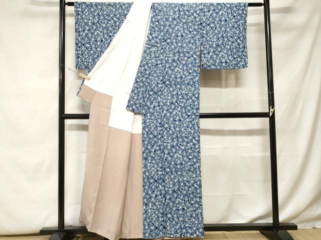 平和屋着物■上質な小紋 型染め 草花文 正絹 逸品 CABF9938ev