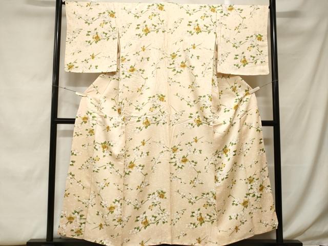 平和屋着物■上質な小紋 枝花文 正絹 逸品 CABF9944ev