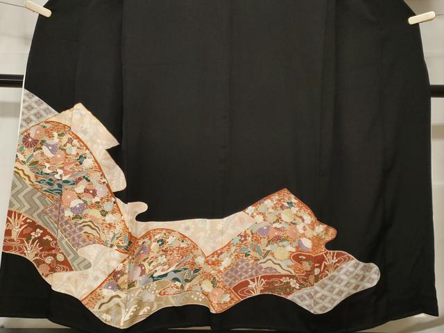 平和屋着物■豪華黒留袖 駒刺繍 辻が花 金彩 正絹 逸品 CABF9945ev