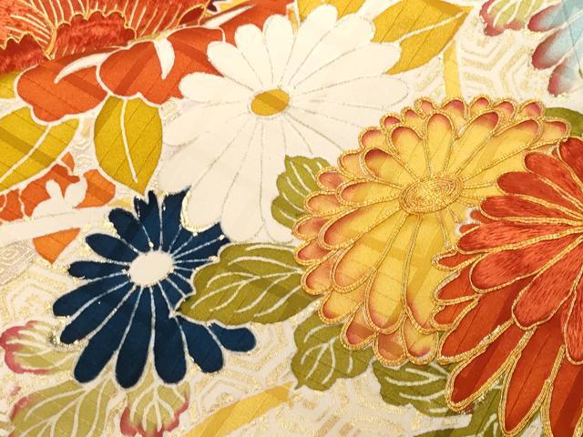 平和屋着物■豪華振袖 駒刺繍 屏風草花文 正絹 逸品 CABF9954ev