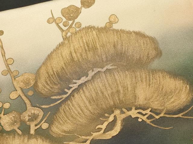 平和屋着物■豪華黒留袖 手描き 松梅文 暈し染め 金彩 正絹 逸品 CABF9955ev