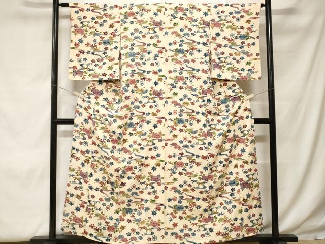 平和屋着物■上質な小紋 型染め 松竹梅風景文 正絹 逸品 CABF9957ev