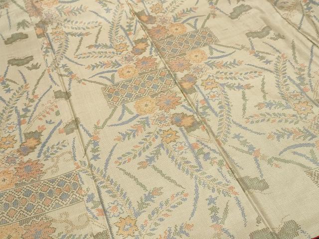 平和屋着物■本場大島紬 7マルキ 草花文 正絹 逸品 CABF9962ev