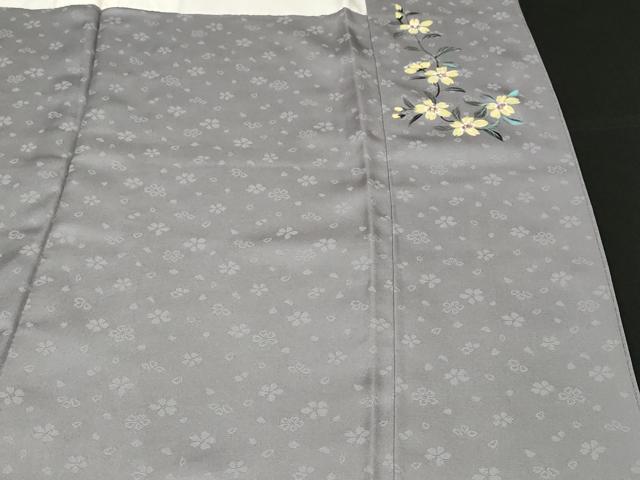 平和屋着物■巨匠 前田華清 手描き 色無地 霞地紋 鼠色 正絹 逸品 未使用 CABF9976ev