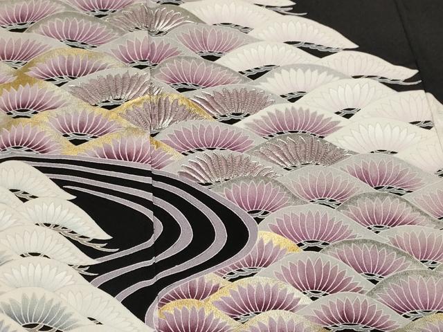 平和屋着物■豪華黒留袖 駒刺繍 松葉文 金銀彩 正絹 逸品 CABF9984ev