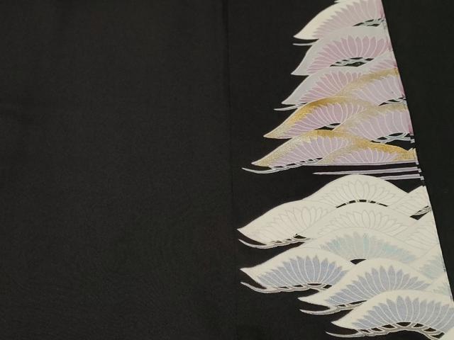 平和屋着物■豪華黒留袖 駒刺繍 松葉文 金銀彩 正絹 逸品 CABF9984ev