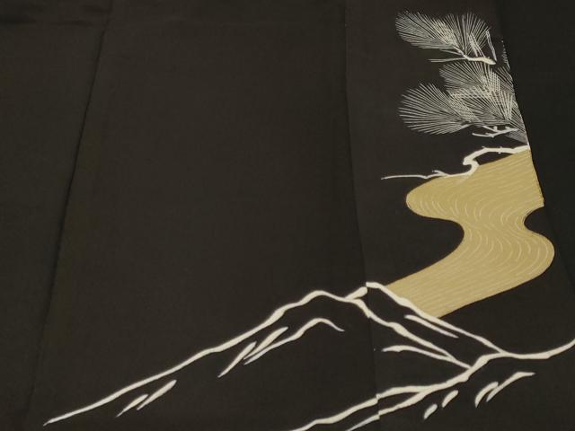 平和屋着物■豪華黒留袖 駒刺繍 流水尾長鳥松葉花文 金彩 正絹 逸品 CABF9985ev