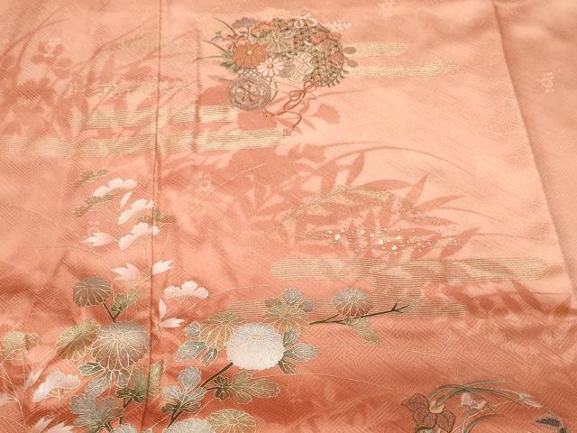 平和屋着物■訪問着 刺繍 枝花文 花車文 暈し染め 金彩 正絹 逸品 CABF9987ev