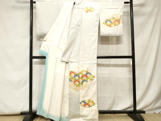 平和屋着物■訪問着 駒刺繍 雲取り吉祥文 暈し染め 金彩 正絹 逸品 CABF9992ev