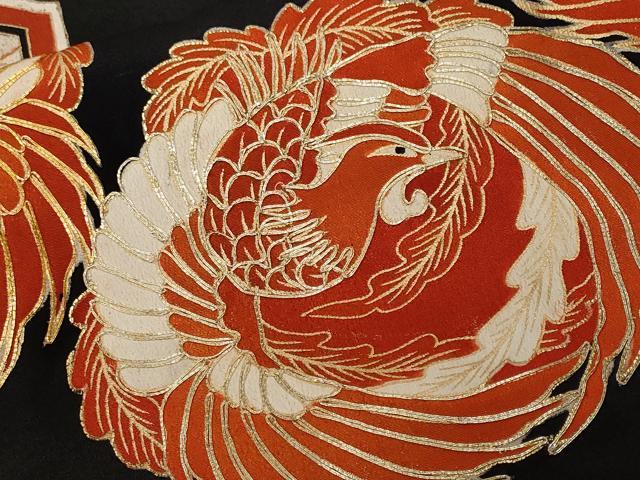 平和屋着物■豪華黒留袖 駒刺繍 鳳凰吉祥枝梅文 金彩 正絹 逸品 CABF9996ev