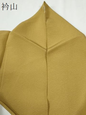 平和屋着物●上質な色無地 堅牢草木染 黄朽葉色 反端付き 正絹 逸品 CABG0007yc
