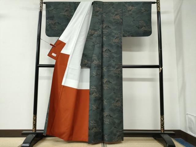 平和屋着物●洗える最高級着物 <英>はなぶさ謹製 小紋 遠山風景文 CABG0012yc