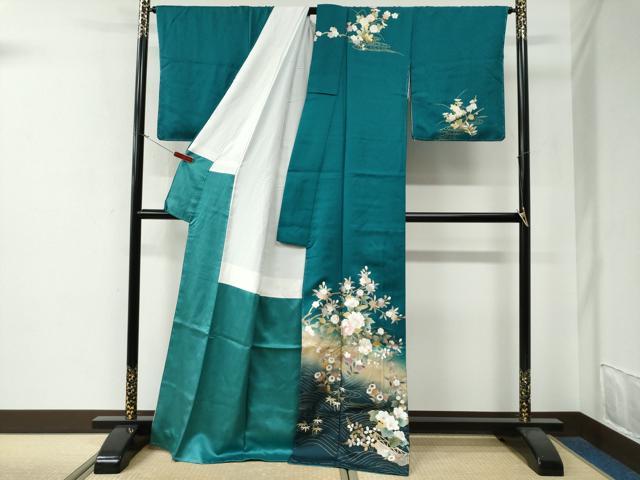 平和屋着物●訪問着 立波草花文 暈し染め 金彩 ロング丈 正絹 逸品 未使用 CABG0022yc