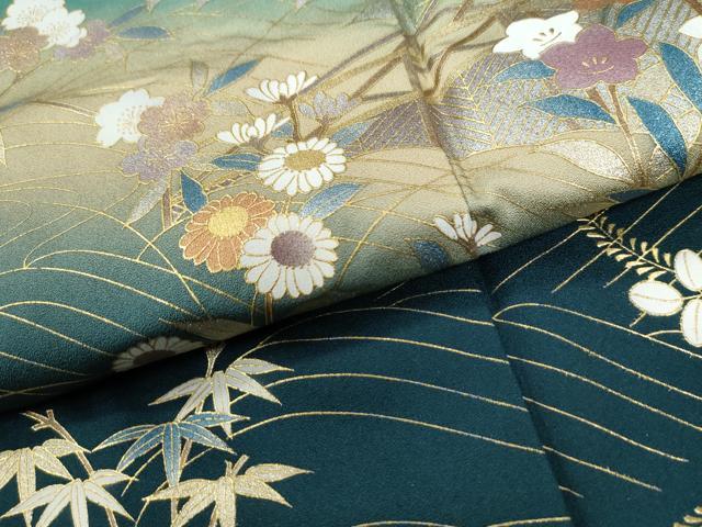 平和屋着物●訪問着 立波草花文 暈し染め 金彩 ロング丈 正絹 逸品 未使用 CABG0022yc