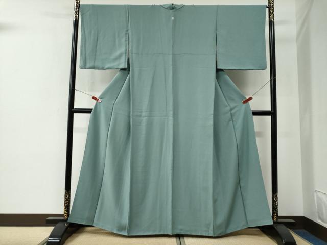 平和屋着物●上質な色無地 千草色 正絹 逸品 CABG0025yc
