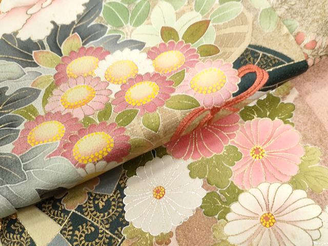 平和屋着物●京友禅の第一人者 松井青々 色留袖 駒刺繍 牡丹花車文 暈し染め 金彩 正絹 逸品 CABG0029yc