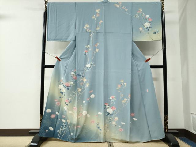 平和屋着物●京友禅伝統工芸士 坂東峰彩 訪問着 枝花文 暈し染め 正絹 逸品 CABG0031yc