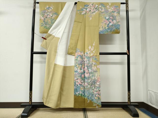 平和屋着物●訪問着 浜松草花文 金彩 正絹 逸品 未使用 CABG0043yc