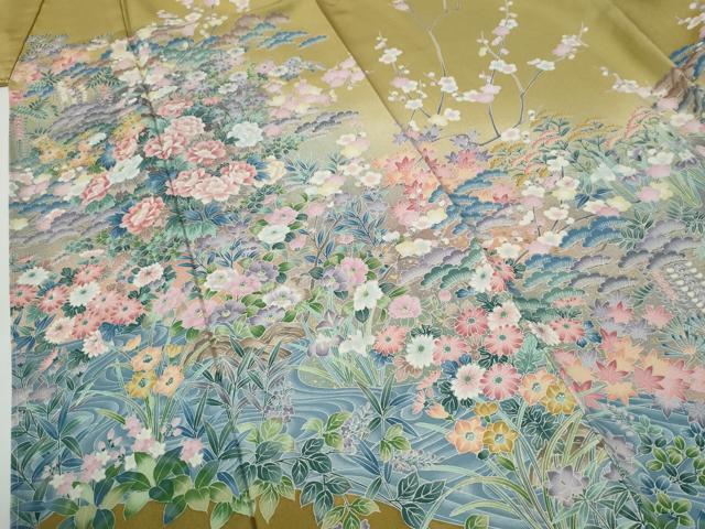平和屋着物●訪問着 浜松草花文 金彩 正絹 逸品 未使用 CABG0043yc