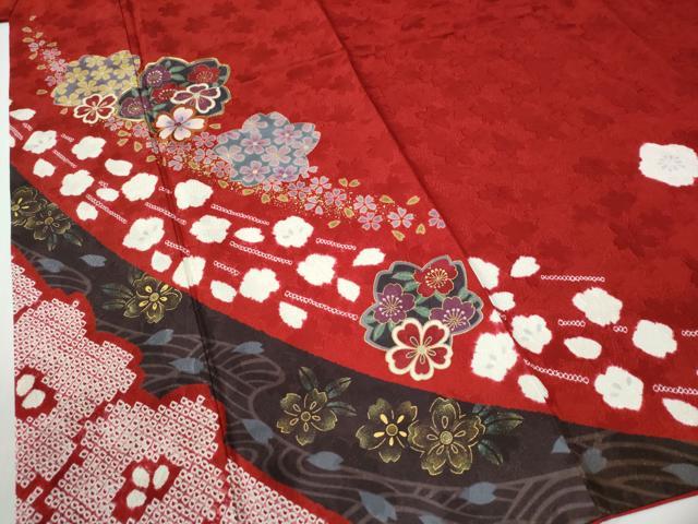 平和屋着物●豪華振袖 駒刺繍 絞り 舞桜文 金彩 やまと誂製 正絹 逸品 未使用 CABG0044yc