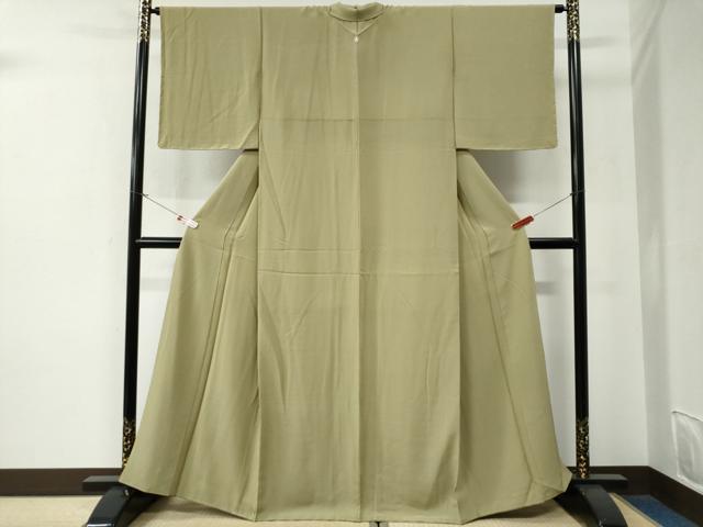 平和屋着物●上質な色無地 青朽葉色 正絹 逸品 未使用 CABG0049yc