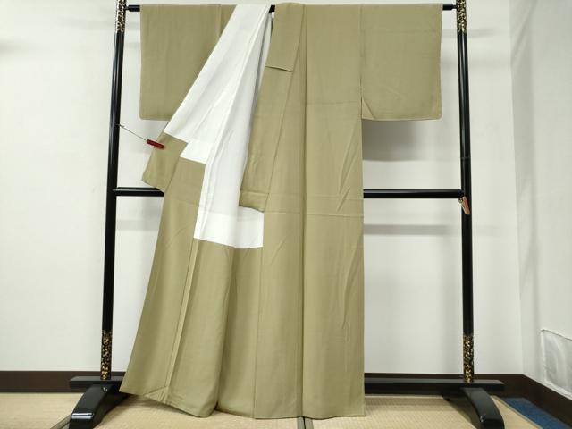平和屋着物●上質な色無地 青朽葉色 正絹 逸品 未使用 CABG0049yc