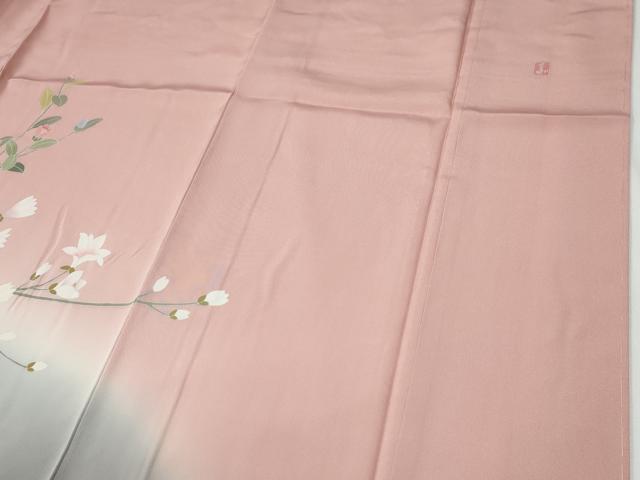平和屋着物●訪問着 友禅 作家物 枝花文 暈し染め 正絹 逸品 未使用 CABG0066yc