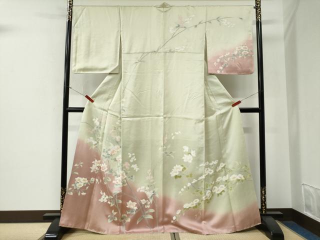 平和屋着物●訪問着 枝花文 暈し染め 正絹 逸品 CABG0069yc