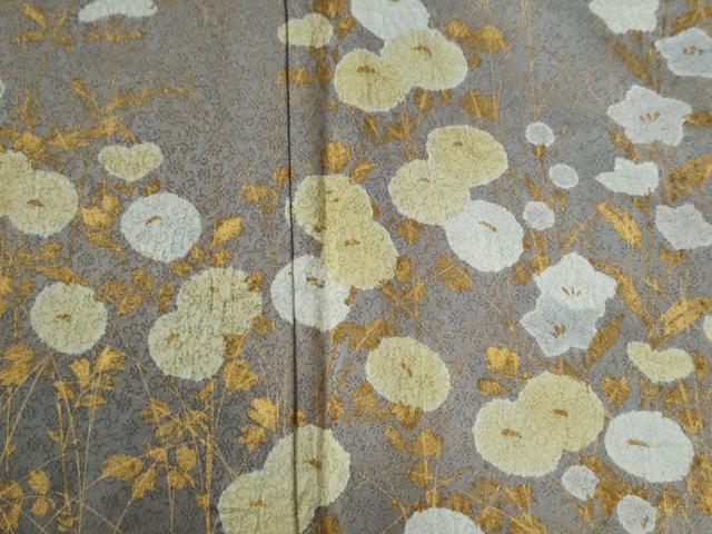 平和屋着物●訪問着 万寿菊 草花文 黒地 金彩 正絹 逸品 CABG0070yc