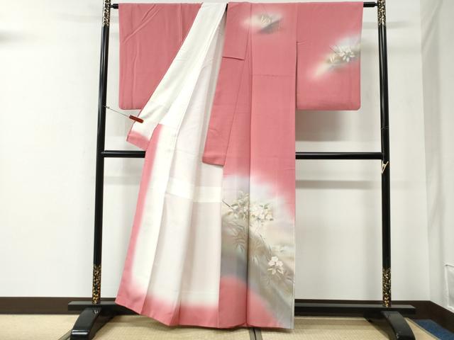 平和屋着物●染色作家 草野一騎 訪問着 枝花文 暈し染め 正絹 逸品 CABG0077yc