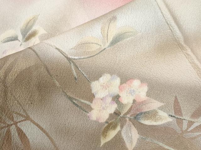 平和屋着物●染色作家 草野一騎 訪問着 枝花文 暈し染め 正絹 逸品 CABG0077yc