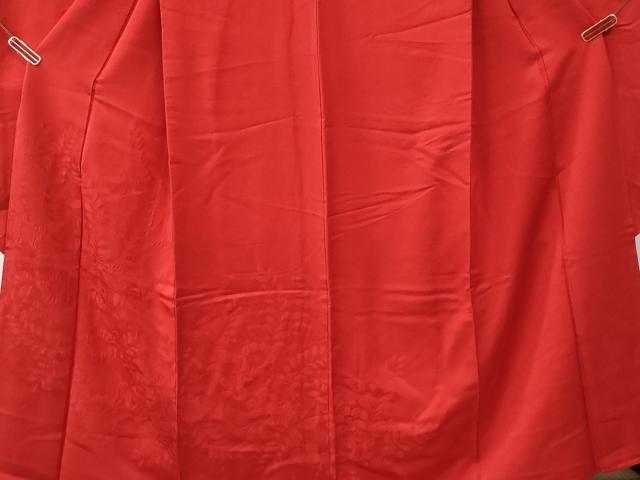 平和屋着物●豪華振袖 色無地 辻が花地紋 深緋色 正絹 逸品 CABG0078yc