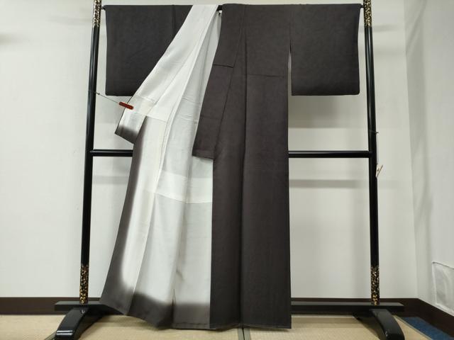 平和屋着物●上質な色無地 作家物 お多福地紋 黒鳶色 正絹 逸品 CABG0089yc