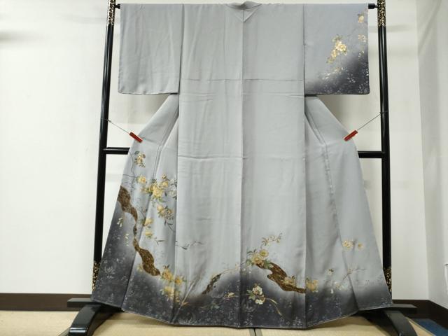 平和屋着物●訪問着 刺繍 鳳凰枝花文 暈し染め 金銀彩 やまと誂製 正絹 逸品 未使用 CABG0091yc