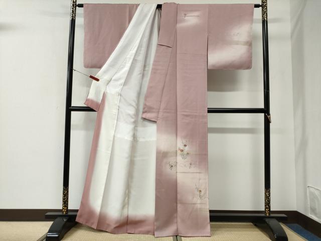 平和屋着物●訪問着 刺繍 霞草花文 暈し染め 金彩 正絹 逸品 未使用 CABG0094yc