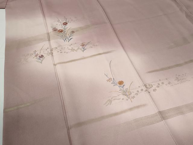 平和屋着物●訪問着 刺繍 霞草花文 暈し染め 金彩 正絹 逸品 未使用 CABG0094yc