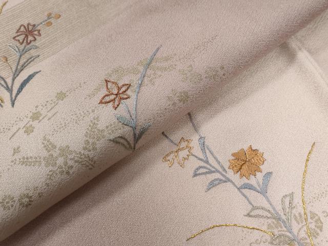 平和屋着物●訪問着 刺繍 霞草花文 暈し染め 金彩 正絹 逸品 未使用 CABG0094yc