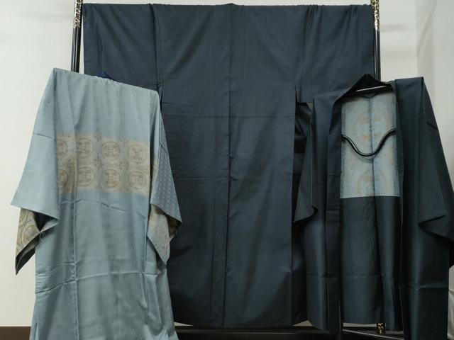 平和屋着物●男性 本場大島紬 アンサンブル・長襦袢セット 100亀甲 総詰め キングサイズ 正絹 逸品 CABG0096yc