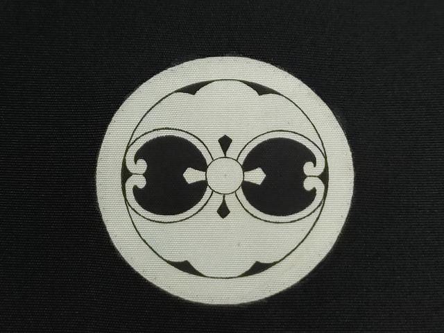平和屋着物●男性 黒紋付 羽織セット 羽裏:虎 正絹 逸品 CABG0101yc