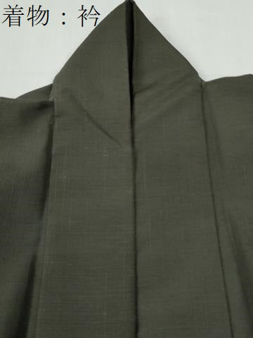 平和屋着物●男性 紬 アンサンブル 色無地 藍海松茶色 正絹 逸品 CABG0102yc