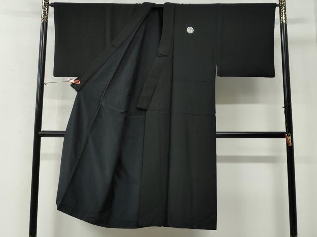 平和屋着物●男性 黒紋付 羽織セット 羽裏:富士・風景文 正絹 逸品 CABG0105yc