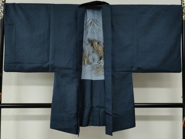 平和屋着物●男性 本場大島紬 アンサンブル 100亀甲 総詰め 羽裏:富士・龍 正絹 逸品 CABG0110yc