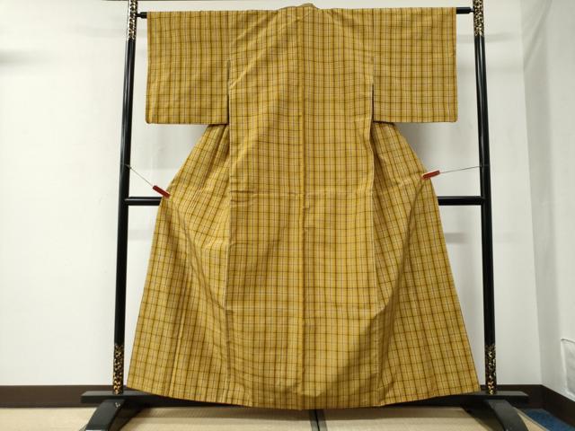 平和屋着物●無形文化財 本場黄八丈 近藤傳 草木染 手織 紬 正絹 逸品 CABG0115yc