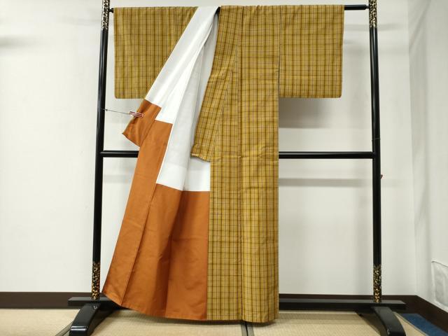 平和屋着物●無形文化財 本場黄八丈 近藤傳 草木染 手織 紬 正絹 逸品 CABG0115yc