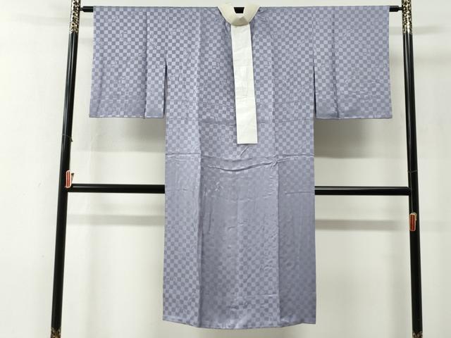 平和屋着物●長襦袢 無双仕立て 市松兎地紋 牡丹鼠色 半衿刺繍 正絹 逸品 CABG0118yc