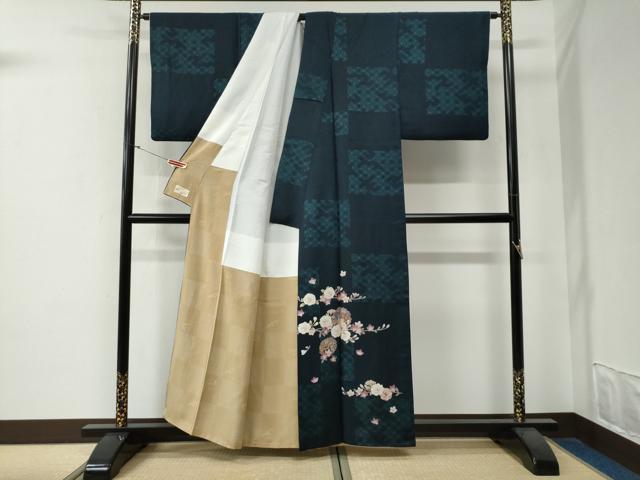 平和屋着物●色留訪問着 作家物 猫 舞花文 やまと金ラベル 正絹 逸品 CABG0121yc